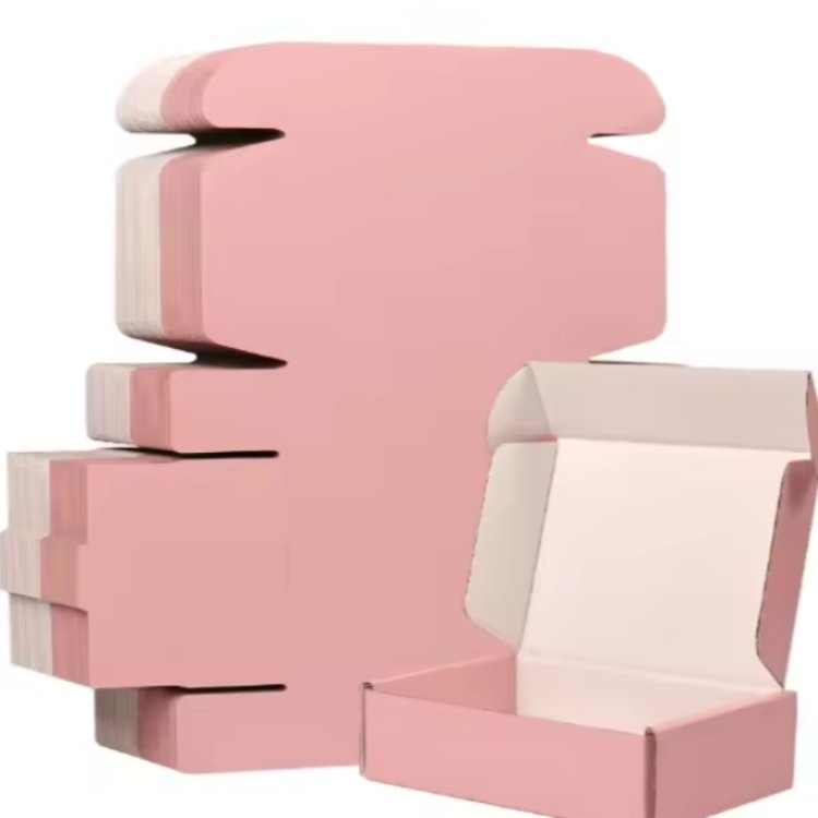 FPG Custom Design Logo Printed Hot Pink Corrugated Paper Cosmetic Packaging Mailer Shipping Boxes